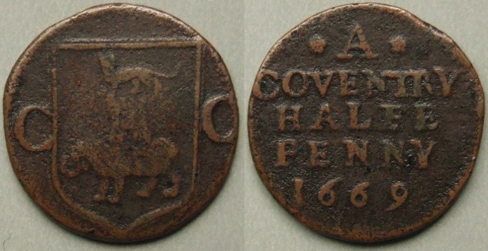 Coventry, city issue 1669 halfpenny N5310 Coventry, city issue 1669 halfpenny N5310